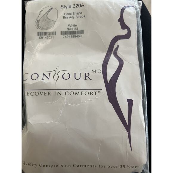 Contour Compression Bra, Size 34, White SEMI SHAPE, Post Surgery, Style 620A - Picture 1 of 9